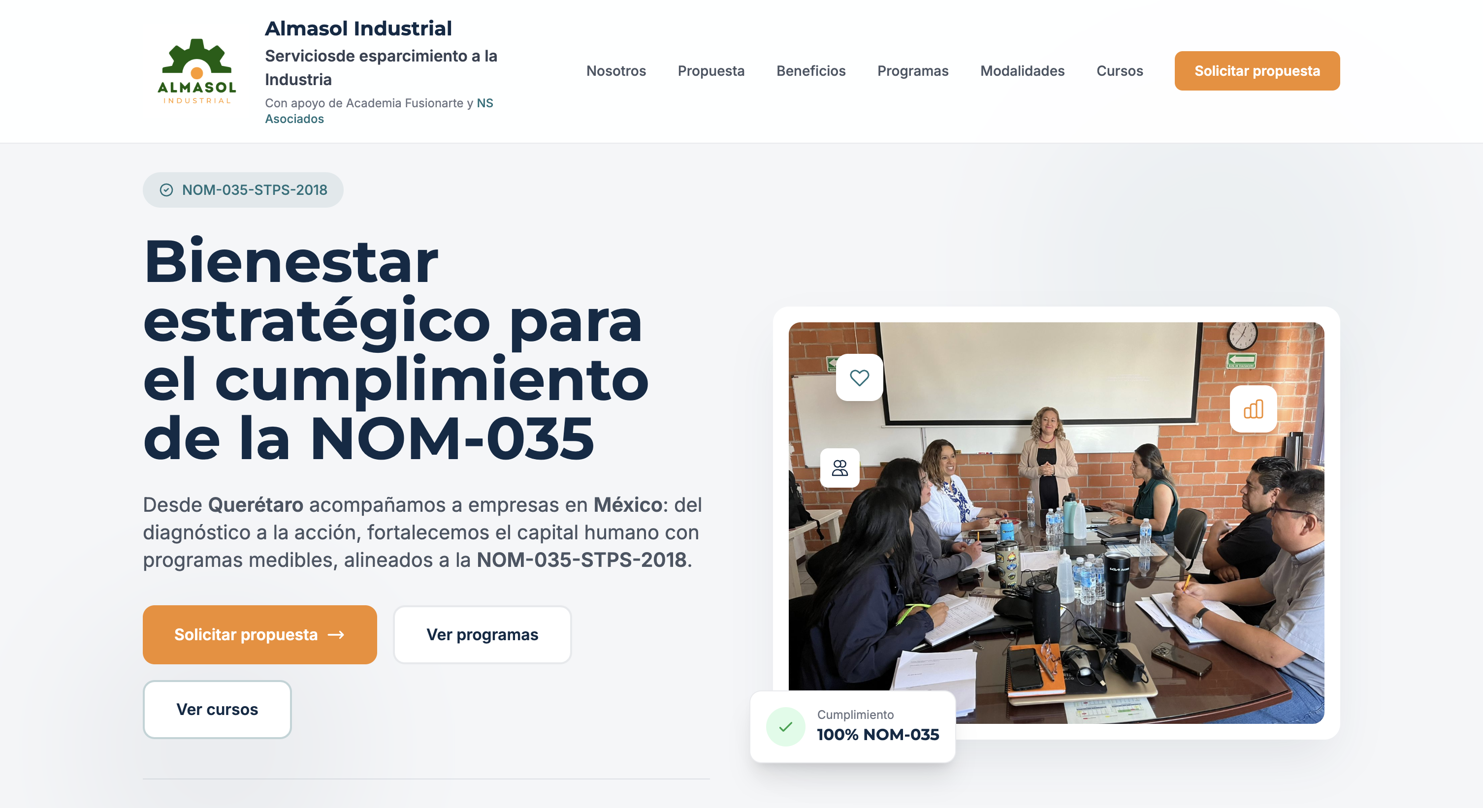 Página web Almasol Industria — desarrollo web corporativo NOM-035
