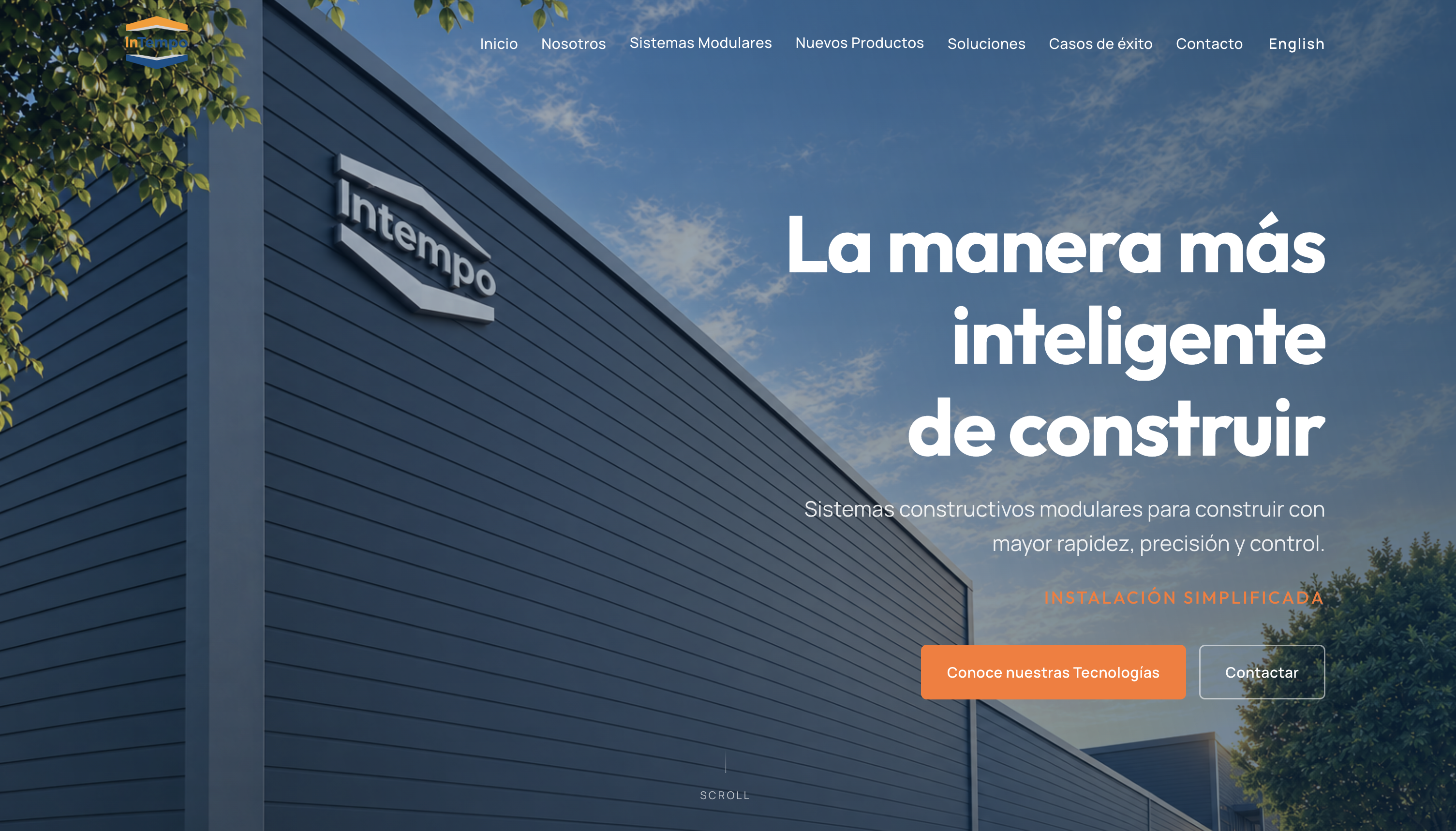 Página web INTEMPO — sistemas constructivos modulares