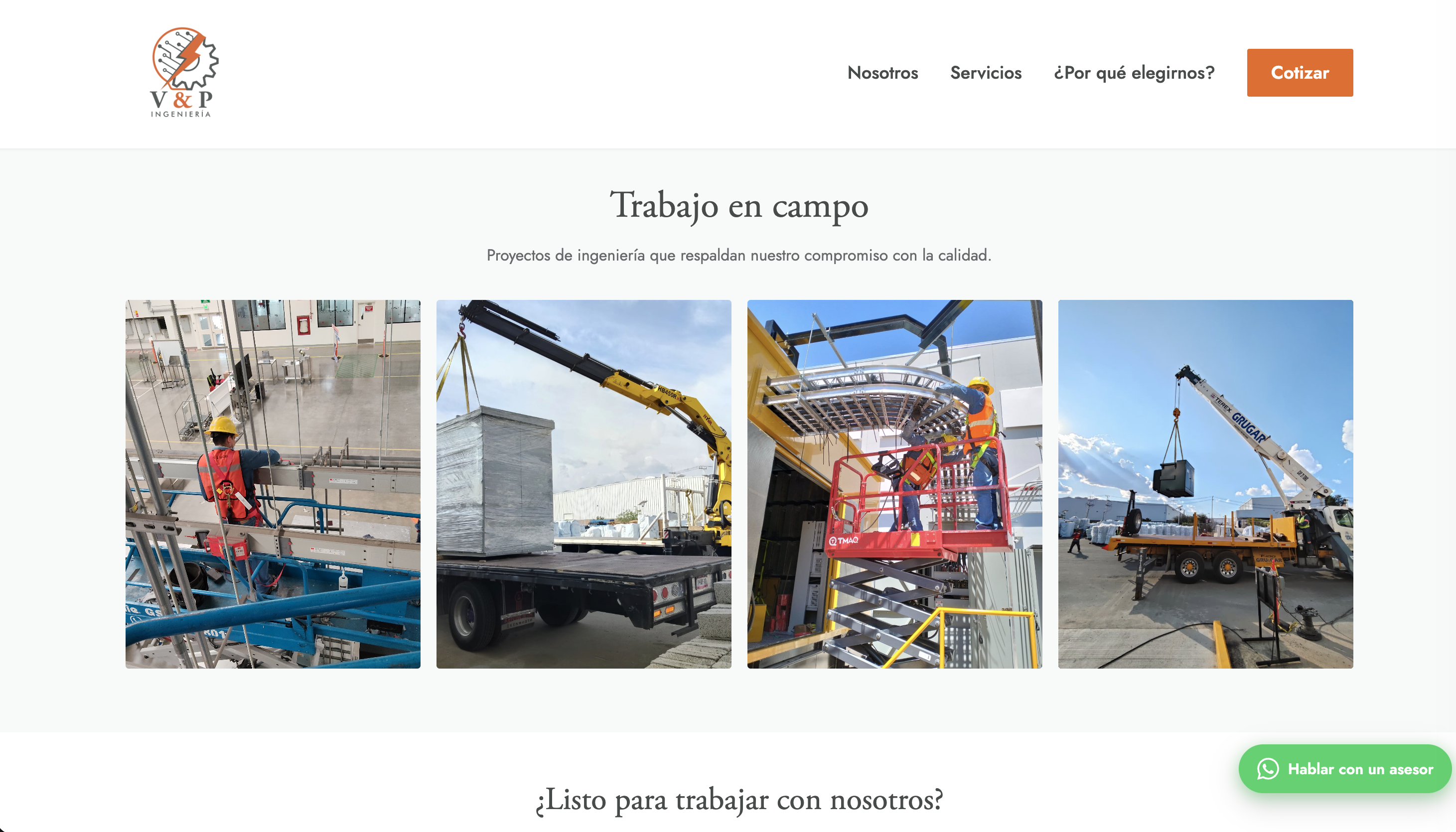 Página web V&P Ingeniería — sistemas eléctricos y HVAC